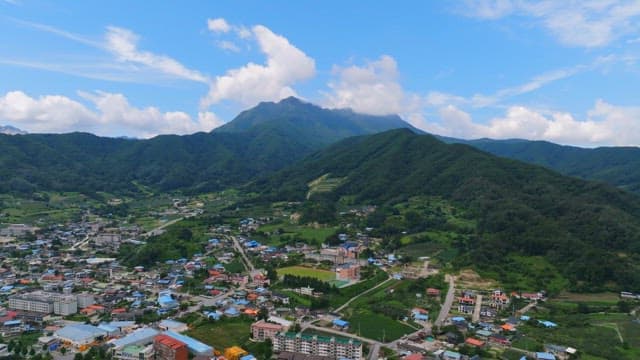 Scenic village nestled in the mountains