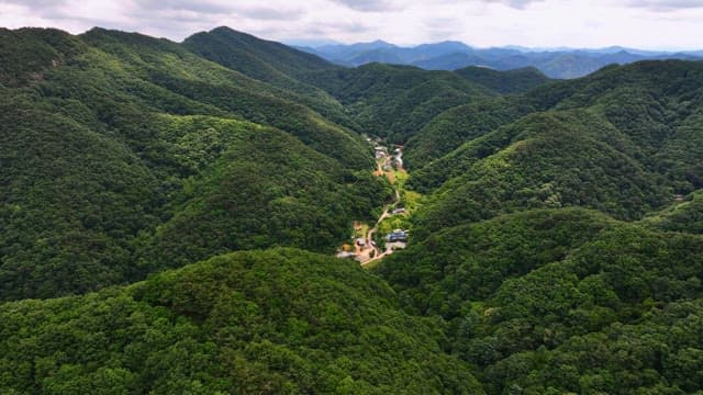 맑은 하늘 아래 펼쳐진 장엄한 산