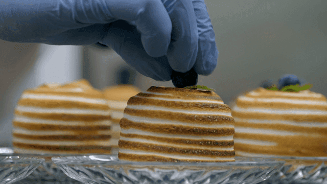 Deliciously decorated desserts on plates