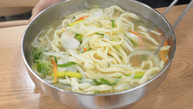 Handmade noodle soup with vegetables