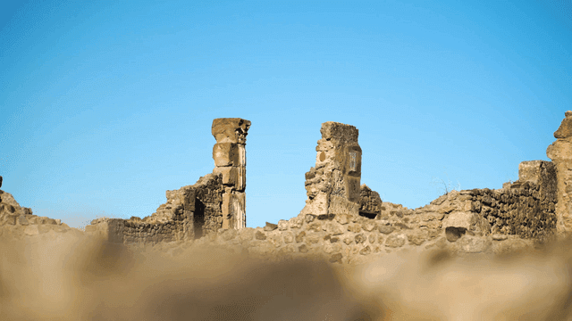 Ancient ruins under a clear blue sky