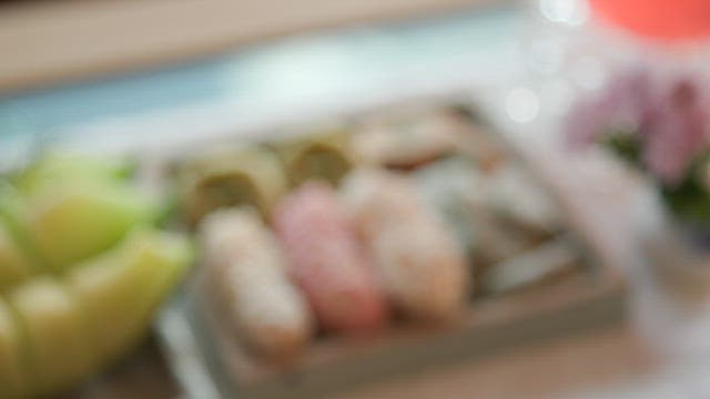 Traditional Korean desserts neatly arranged on a table