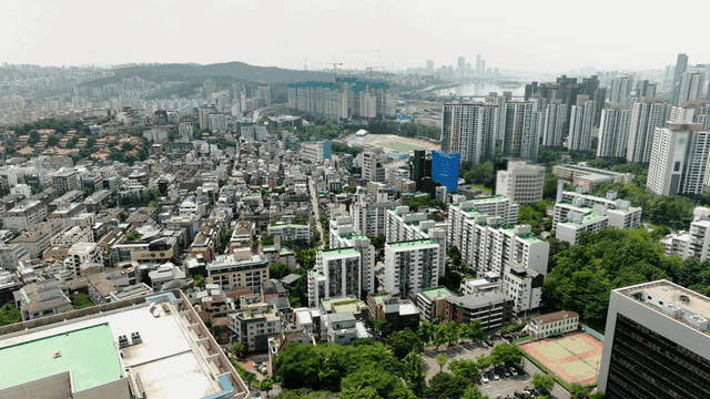 City view with high-rise buildings