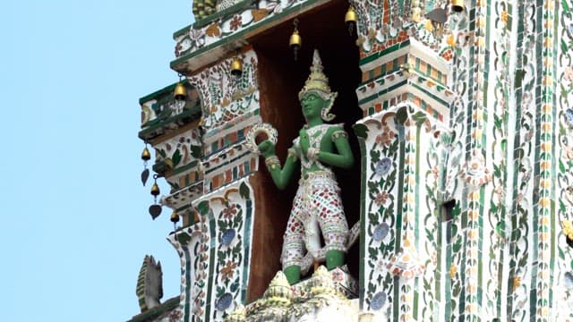 Ornate statue on a historical Thai temple exterior