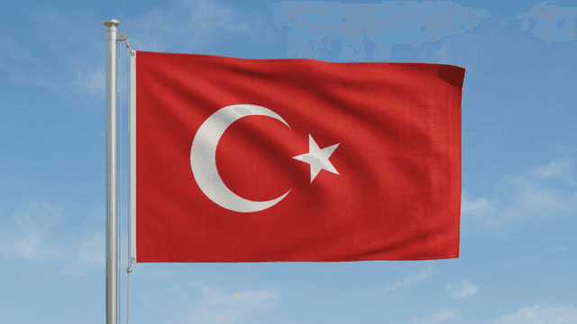 Red Turkish flag with crescent moon and star
