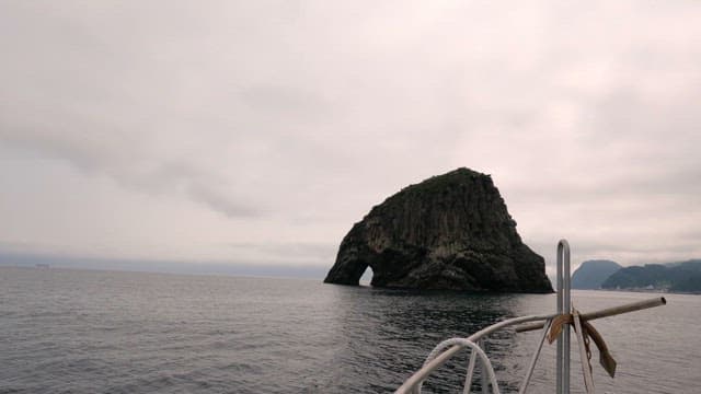 Rocky island seen from above from a boat