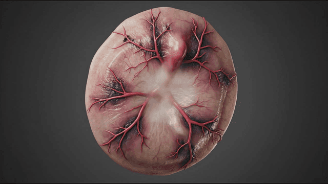 Detailed view of eardrum infected with virus