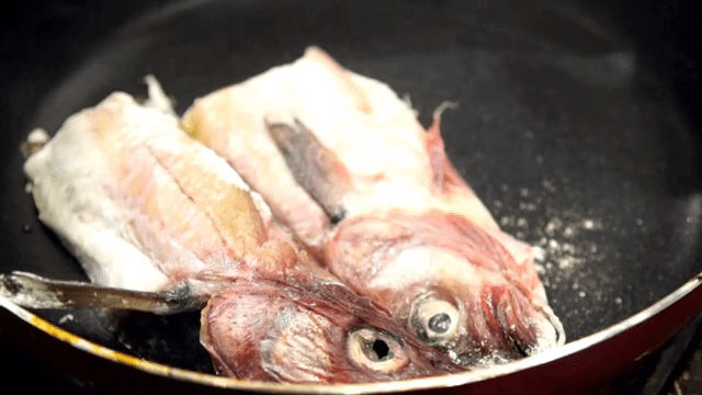 Trimmed pollack in a frying pan