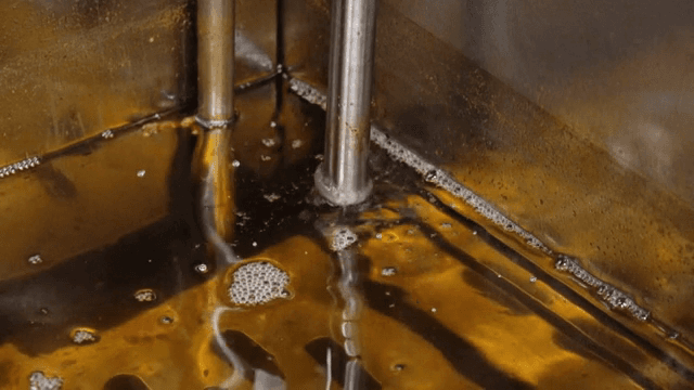 Oil bubbling in a deep fryer