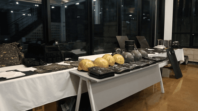 Display of military equipment indoors