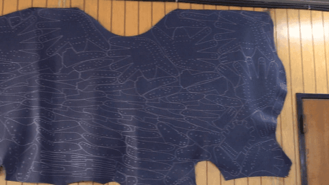 Patterned leather on wall beside calendar