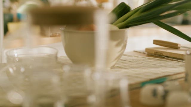 Preparing fresh vegetables in a kitchen