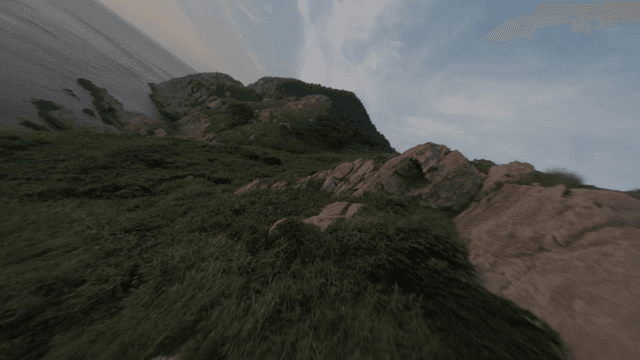 새벽의 바위 해안 절벽