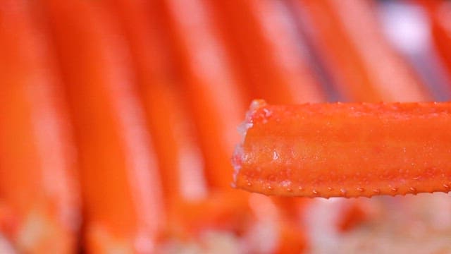 Close-up of fresh and red crab meat