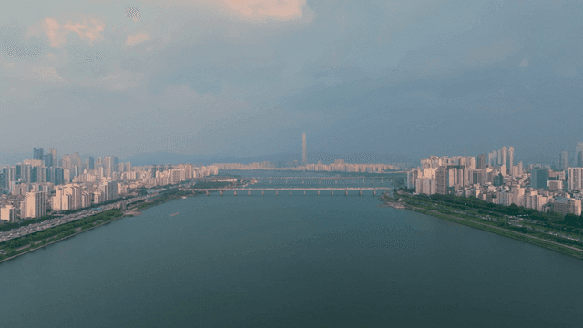 Vast Seoul with Han River and bridge