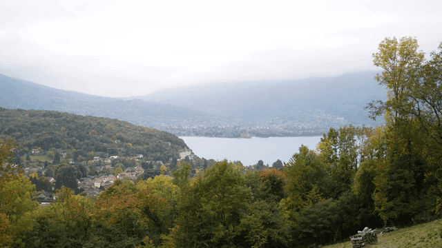 European village and lake scenery