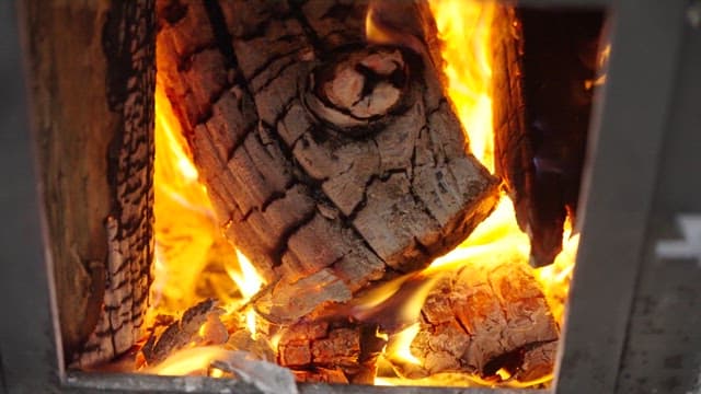 View of Fire Burning in a Stove