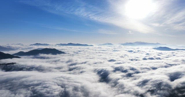 Mountains covered in clouds