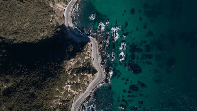 Winding coastal road by the sea