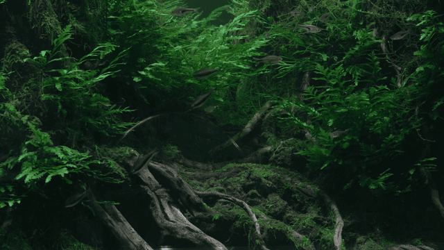 물고기와 식물이 있는 수조관