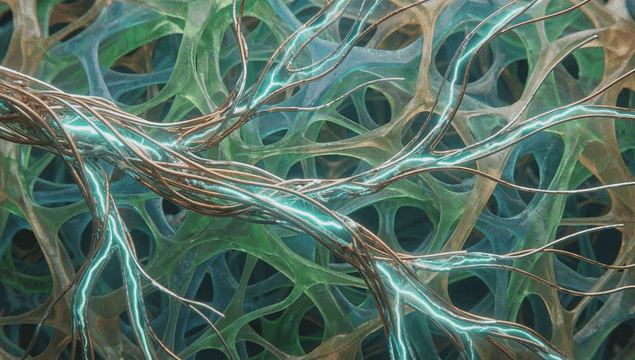 빛나는 섬유의 복잡한 네트워크