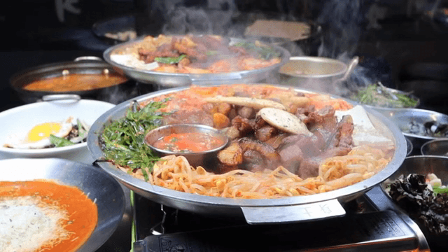 Korean barbecue with various side menu