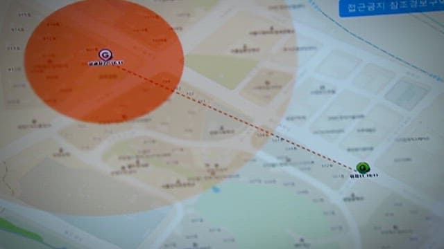 이동 경로가 보이는 디지털 GPS 지도 화면