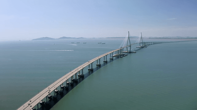 Long bridge stretching over the sea