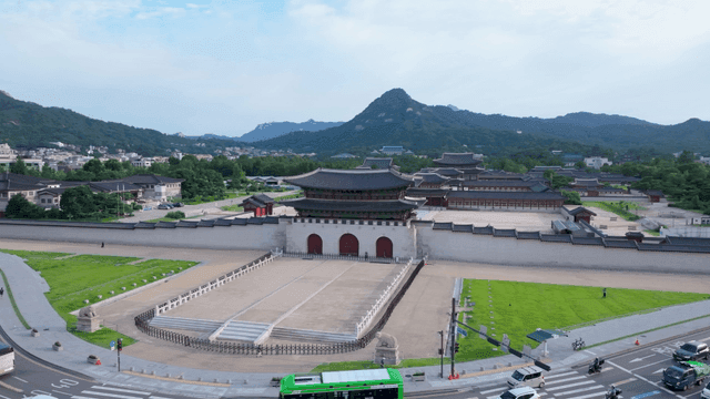 Historic palace with surrounding mountains
