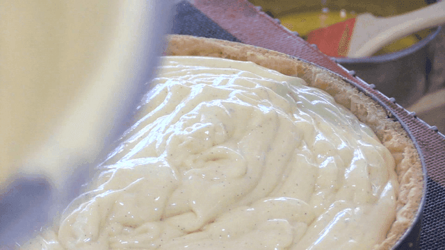 Cream poured into pie crust