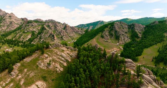 Mountainous landscape with green valleys