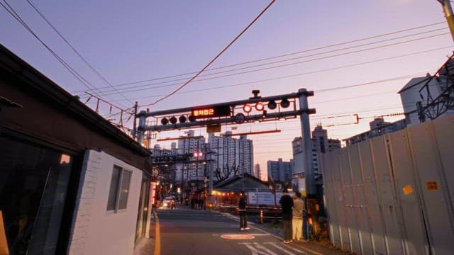 City Railway with a Subway Passing by in the Evening