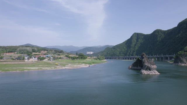 Tranquil River and Rural Village Landscape