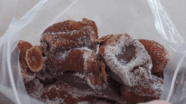 Dried persimmons in a plastic bag