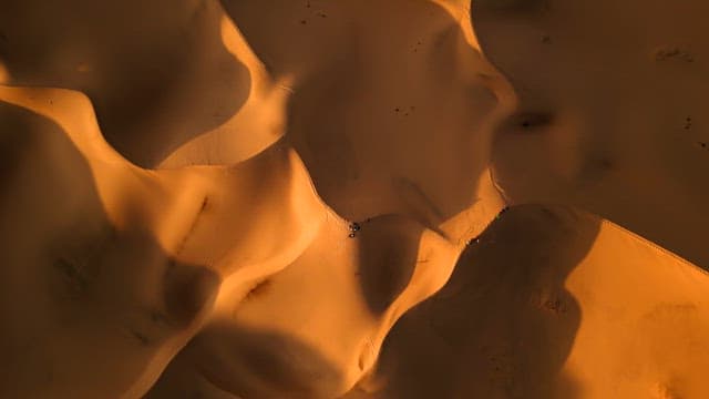 Golden sand dunes in the desert