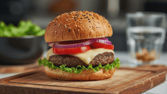 Delicious cheeseburger made with fresh ingredients