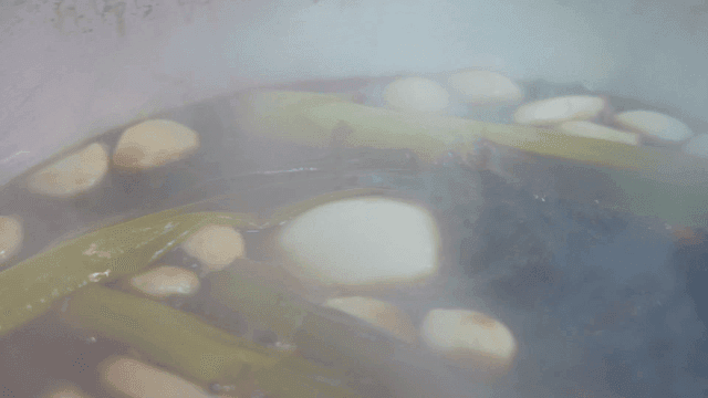 Soy sauce seasoning boiling in pot