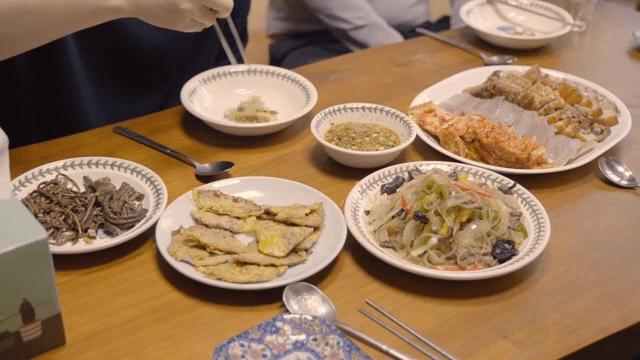 Korean dishes on a dining table