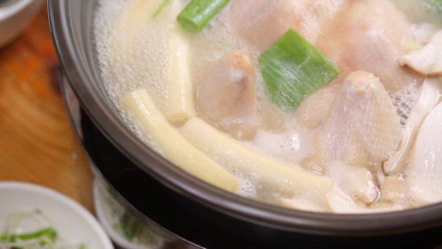 Chicken hotpot boiling in a pot