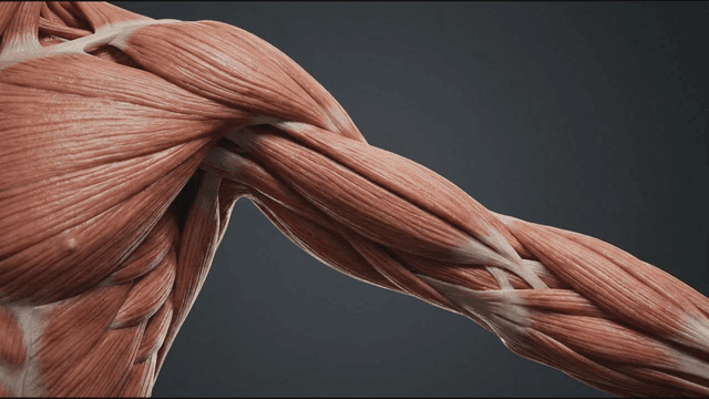 Detailed view of human arm muscles