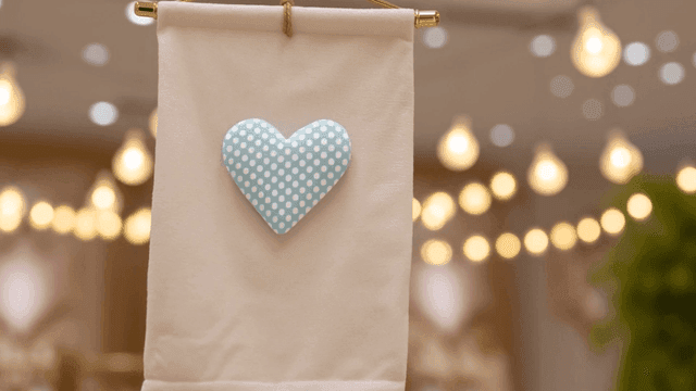 Heart decoration hanging on cloth