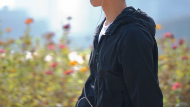 Man listening to music outdoors