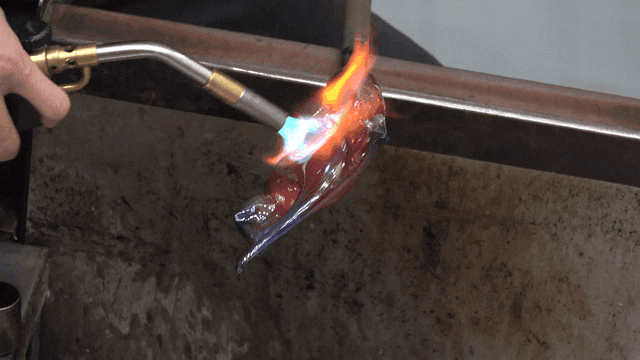 Glass crafts fired with torch
