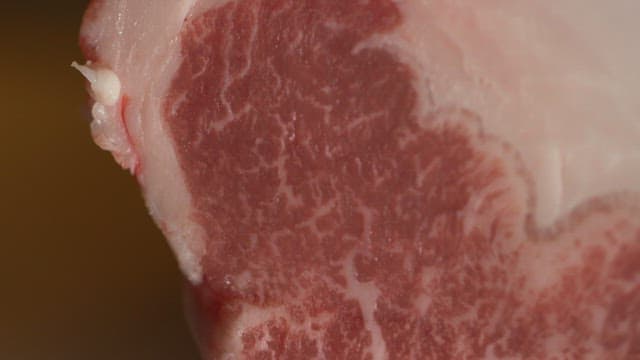 마블링이 있는 생삼겹살의 질감