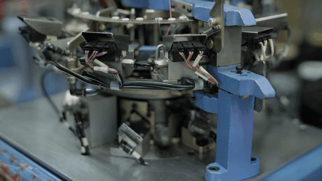 Close-up of a machine in operation