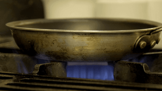Pan heating on a gas stove