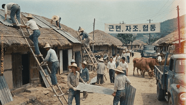 Construction site for changing rural thatched roofs to slate roofs