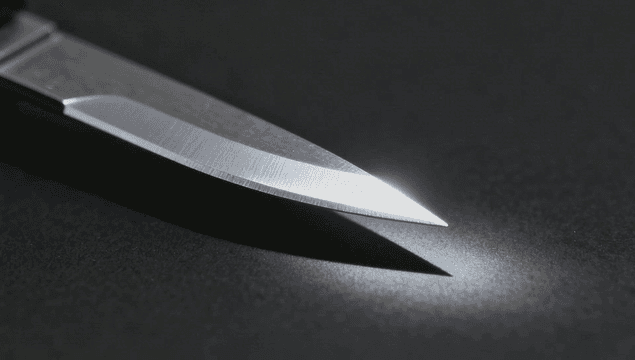 어두운 표면 위의 날카로운 칼날