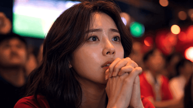 Woman who gets nervous while watching sports game