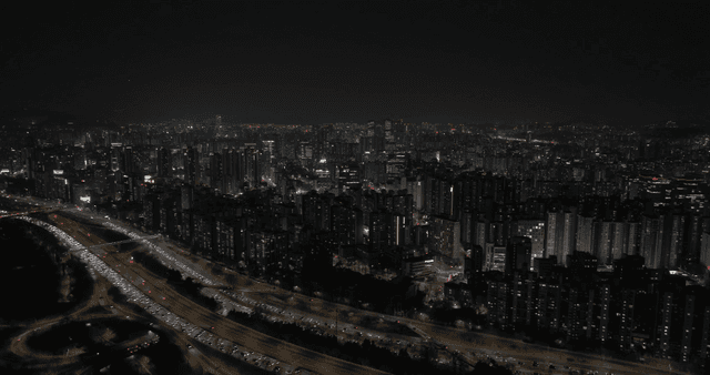 Night view of city filled with lights